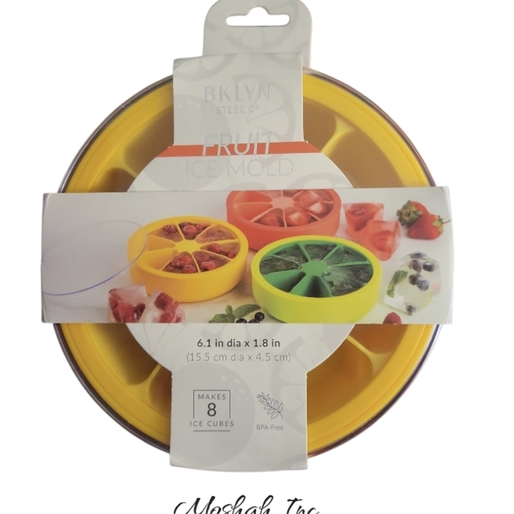 BKLYN Steel Co Fruit Ice Mold Wedge Silicone Tray Makes 8 Cubes w/Lid New